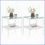 Ensemble de 3 pièces Ensemble de tables de bout en verre trempé, facile à nettoyer, tablette de rangement, pieds en fer durable pour le salon-121049205