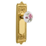 Egg & Dart Plate with White Rose Porcelain Door Knob
