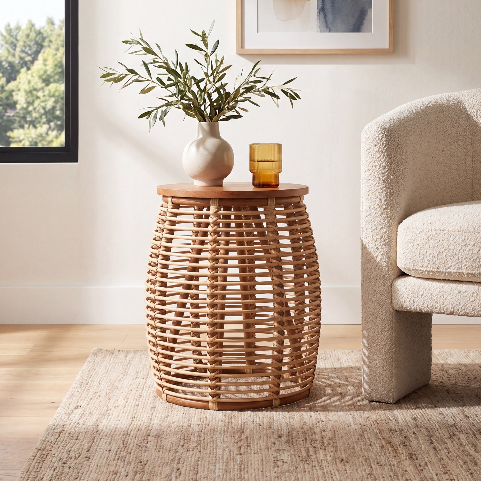 Kiyana Solid Wood End Table, Natural