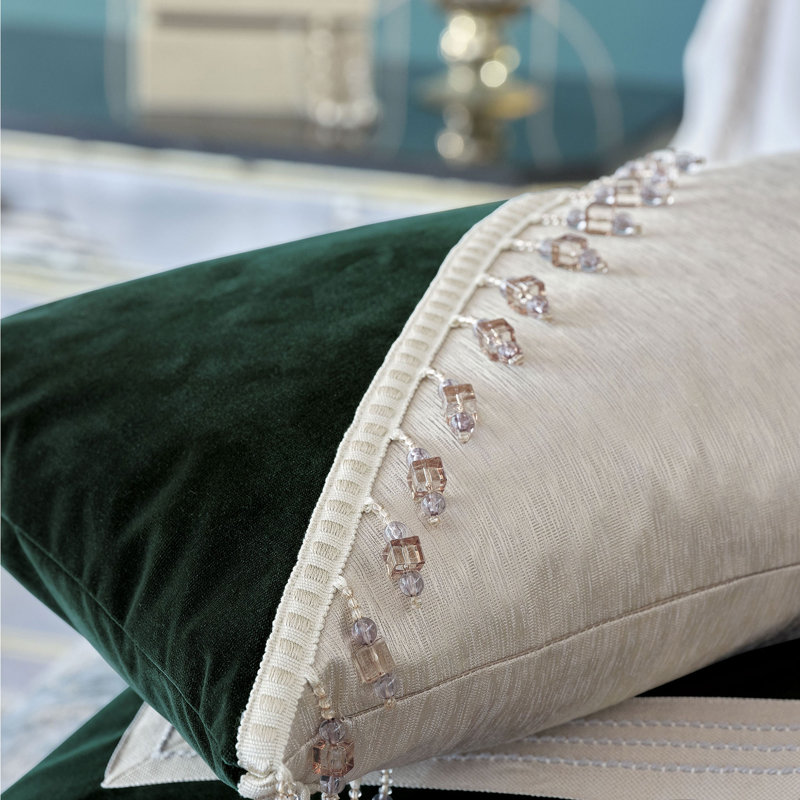 Esmeralda Fringed Reversible Throw Pillow