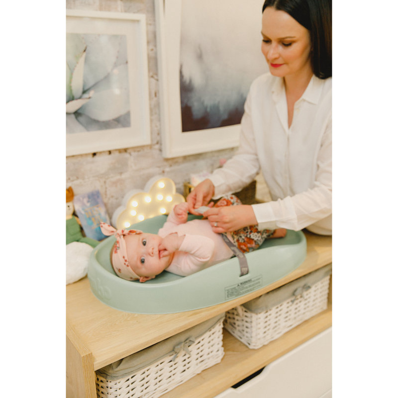 Hemlock Green Ergonomic Foam Baby Changing Pad with Safety Belt