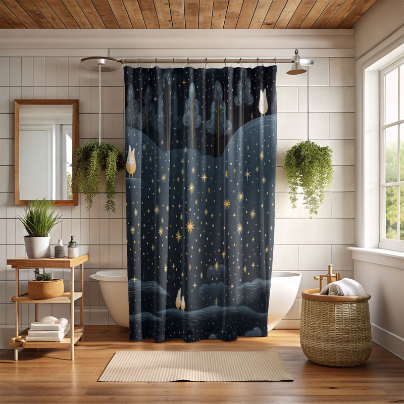 Christmas Stars - Rideau de douche Premium, H 74 po x l 71 po