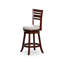 Tabouret pivotant à dossier et à lattes de 24 po de hauteur comptoir, finition cerisier, siège en tissu beige-1080185673-1080185719