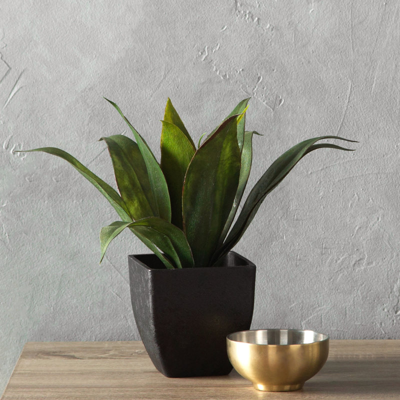 16" Artificial Potted Green Agave Succulent Plant