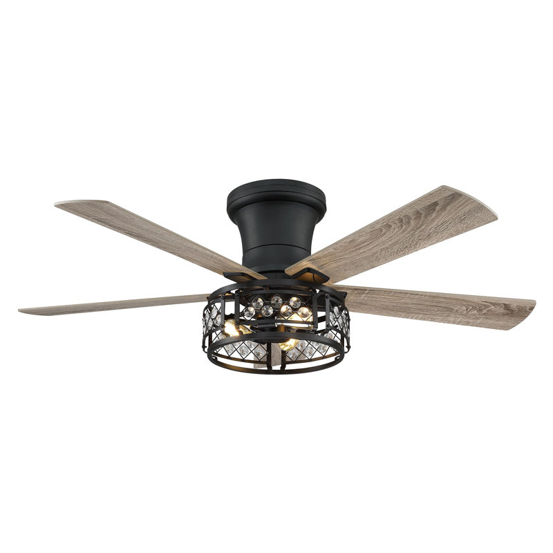 Ventilateur de plafond à 5 pales 52 po avec télécommande et ensemble d'éclairage inclus
