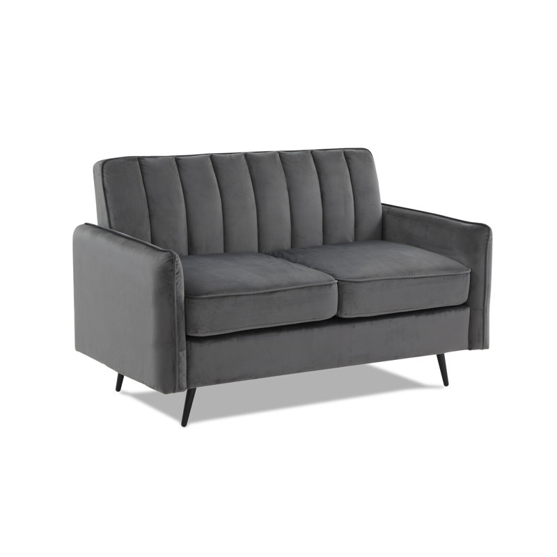 Acke 2 Seater Velvet Loveseat, Graphite 