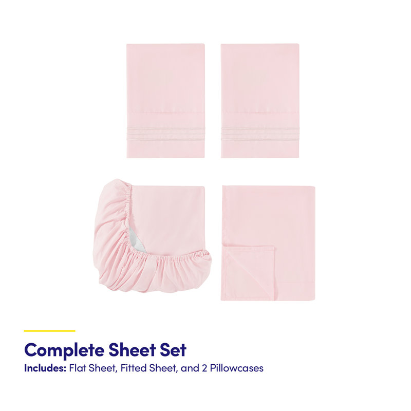 18-24" Extra Deep Pocket Ultra Soft Microfiber Solid Sheet Set, King, Pink