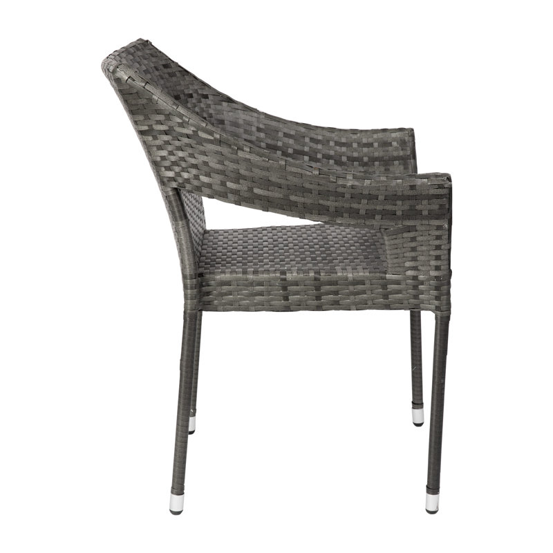 Chaises de patio antidérapantes en rotin PE de qualité commerciale Antoinique, gris, 4