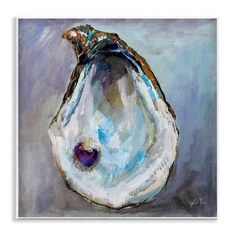 Art mural coquille d'huître avec toile perle Stupell Industries par Jeanette Vertentes, H 12 po x l 12 po x P 1,5 po