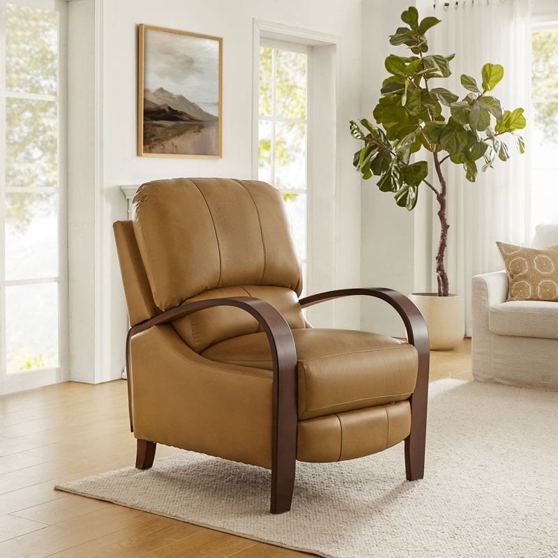 Fauteuil inclinable standard en cuir véritable Hardge, Cuir véritable brun clair