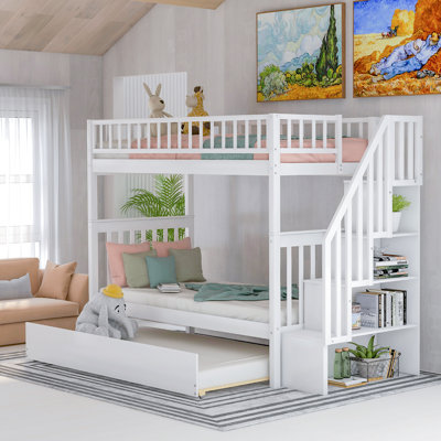 Polebridge Kids Twin Over Twin Bunk Bed with Trundle