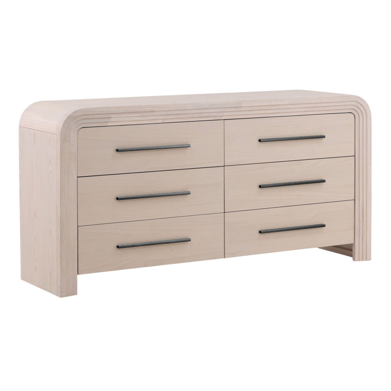 Portland 6-Drawer Rubberwood Dresser, Bleach Natural