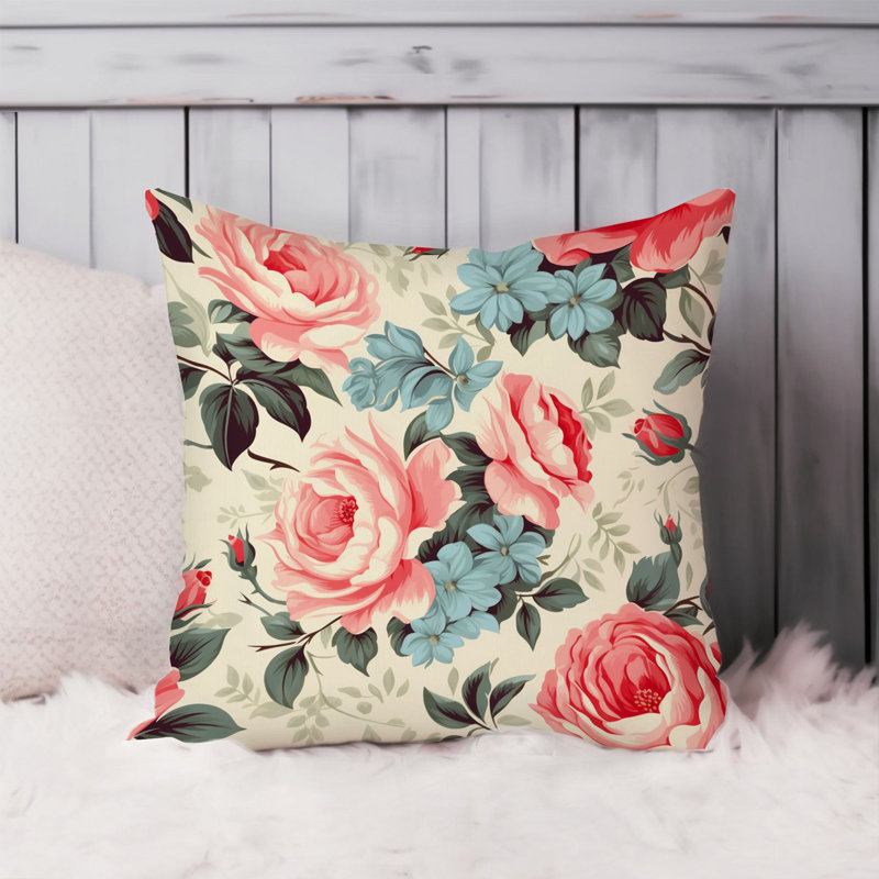 Élégance florale, pétales de roses, fleurs, H 16 po x l 16 po