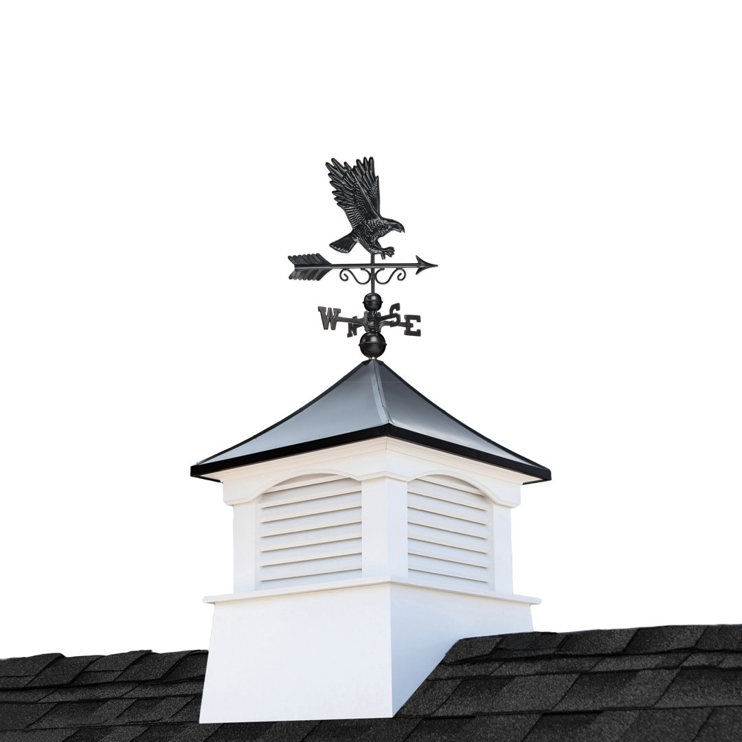 Coventry Vinyl Cupola with Black Aluminum roof and Black Aluminum Eagle Weathervane Trinx 