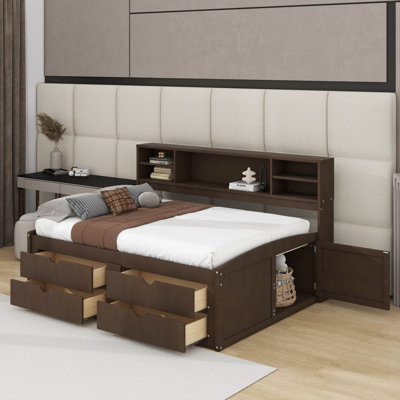Full Daybed With 2 Cabinets,Shelves And Drawers