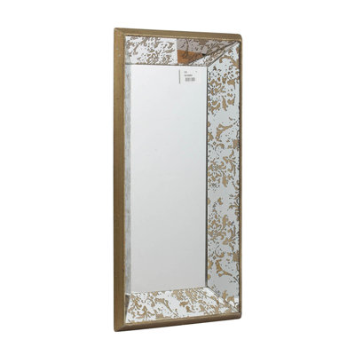 20" X 12" Antique Silver Rectangle Mirror With Floral Accents, Mirrored Display Tray, Hanging Wall Mirror