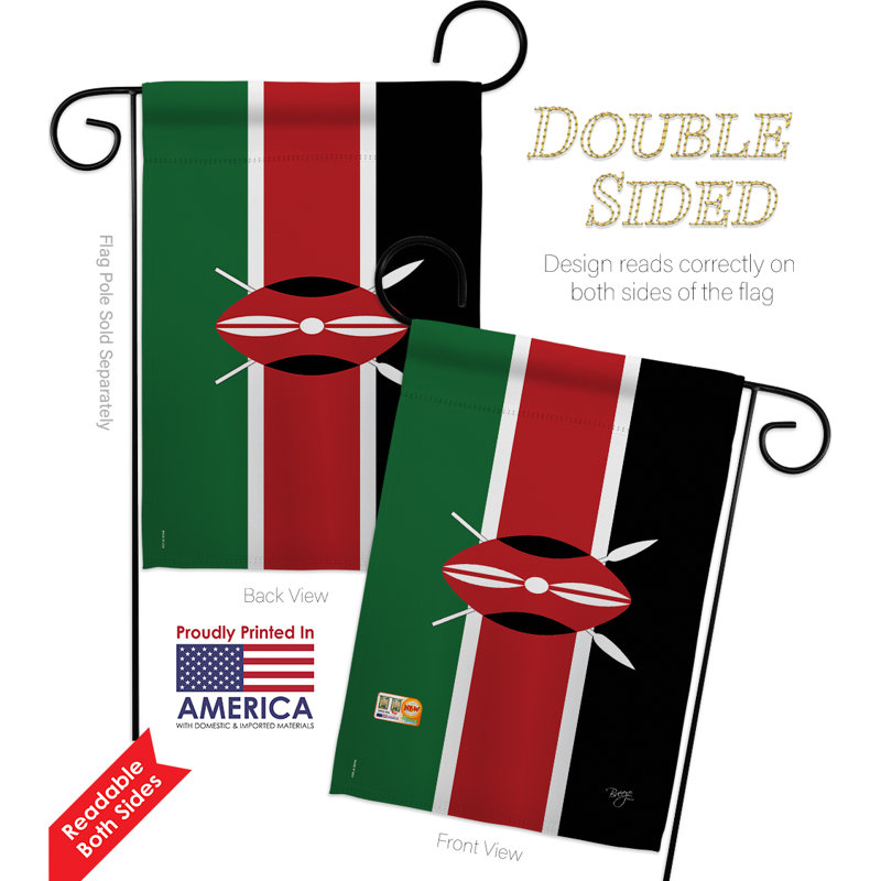 Ensemble de drapeaux décoratifs en polyester 2 faces 19 x 13 po 3 pièces kenya impressions