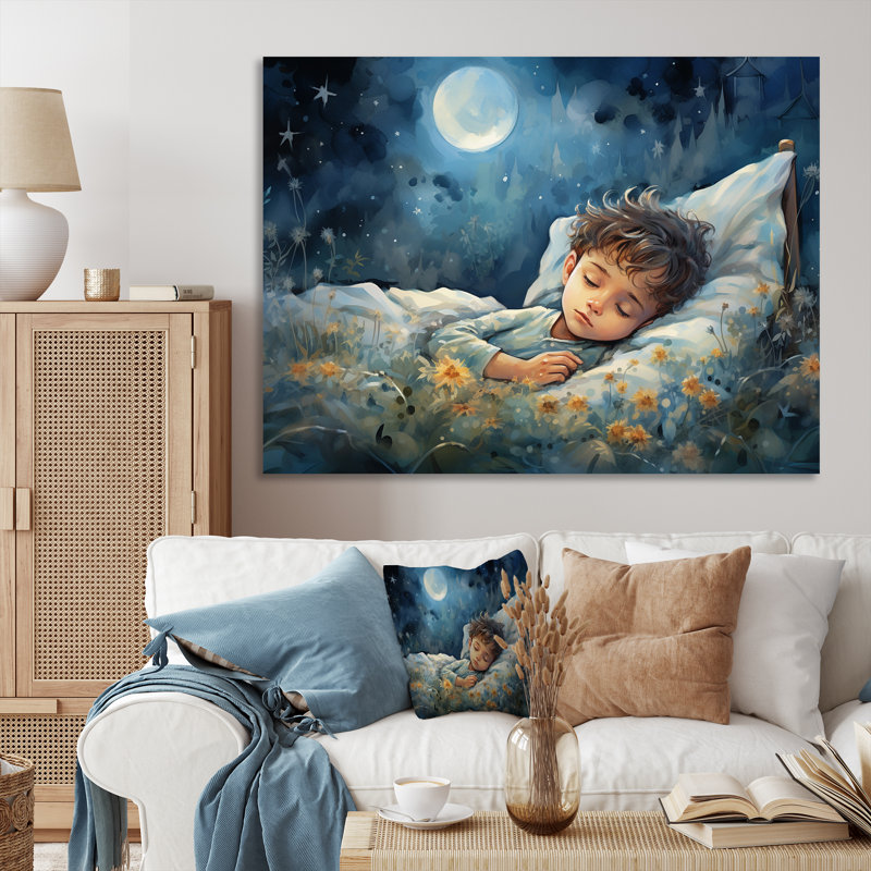 Blue Childity Haven Nursery I - Art mural pour chambre de bébé, H 12 po x l 20 po x P 1 po, Toile tendue