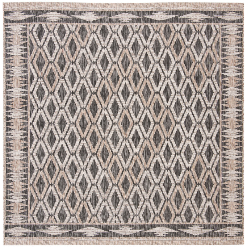 Tapis d'intérieur / extérieur à motif géométrique Amarien Performance, Carré 6 pi 7 po