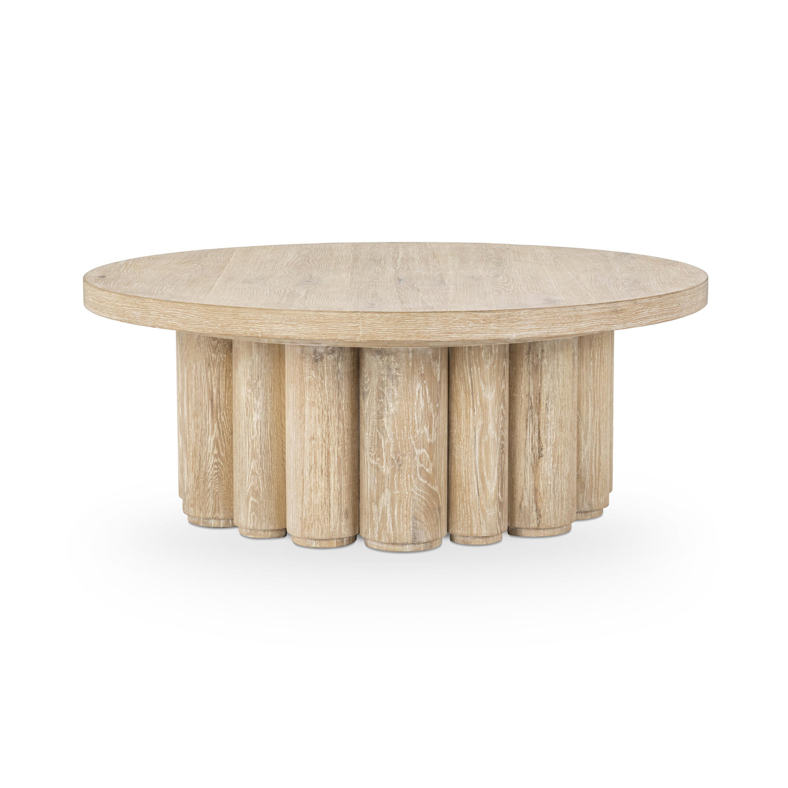 Tiber Round Coffee Table, White Wash