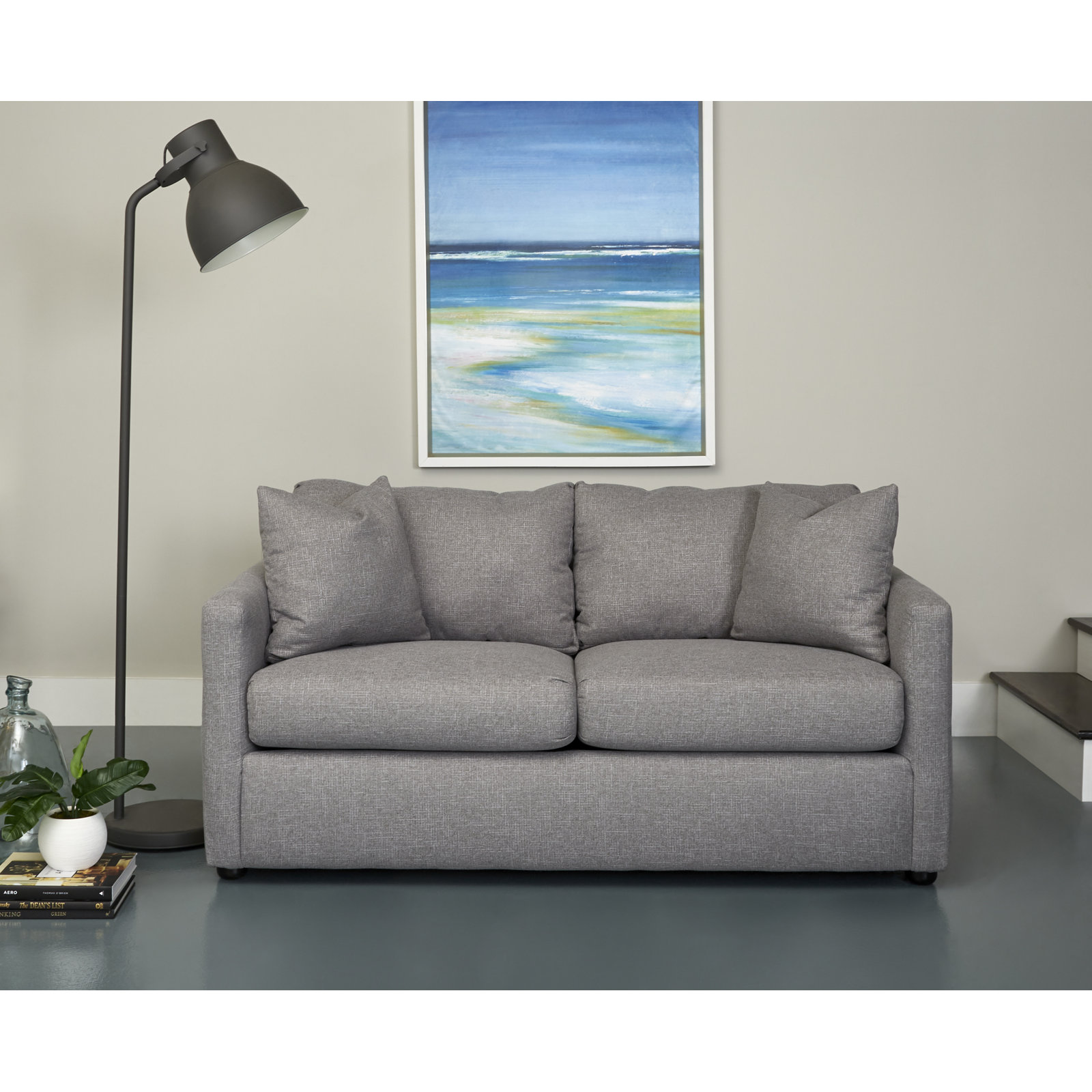 Godwin 67'' Upholstered Loveseat, Macc Gray Textured Linen