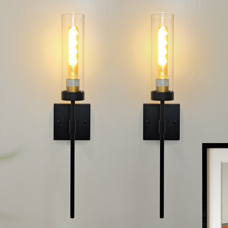 24 In. Black Hardwired Wall Sconce Modern Vanity Light Fixture Indoor Wall Light For Mirror Living Room Bedroom Hallway Staircase