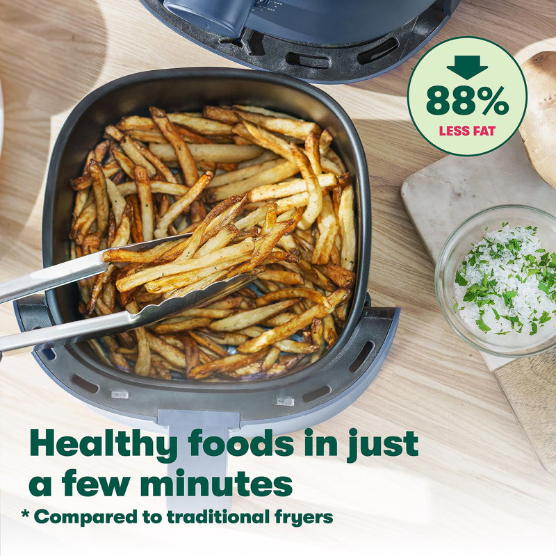 3 Qt Manual Air Fryer Oven and 5-in-1 Multicooker with Removable Nonstick and Dishwasher Safe Crisping Tray and Basket, 1400 Watt Heating System