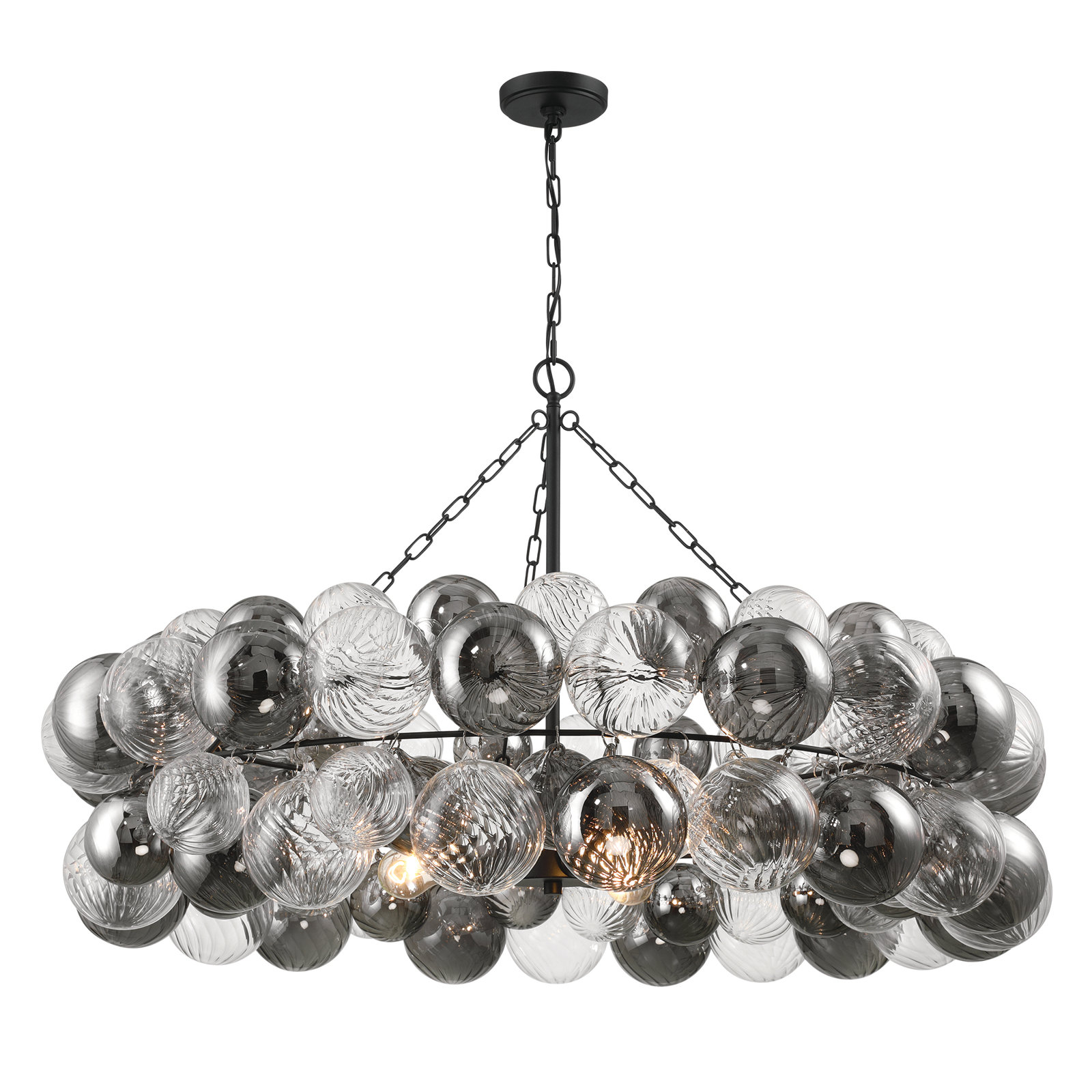 Constantine 3 - Light Dimmable Glass Globe Bubble Chandelier, Matte Black