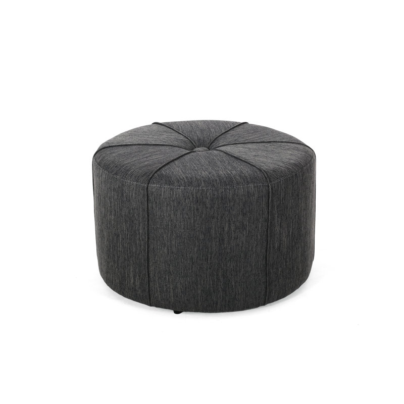 Minimalist Charcoal , Design, Fabric Upholstery, Cotton Padding, Piping, Button Tuft, 27.97 Inches Wide, Deep, 17.19 High With Solid Wood,