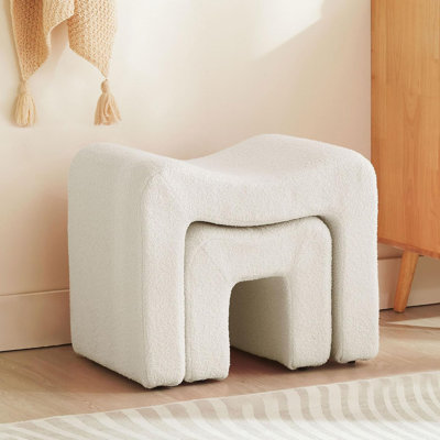 Tabouret de coiffeuse 2 en 1 blanc