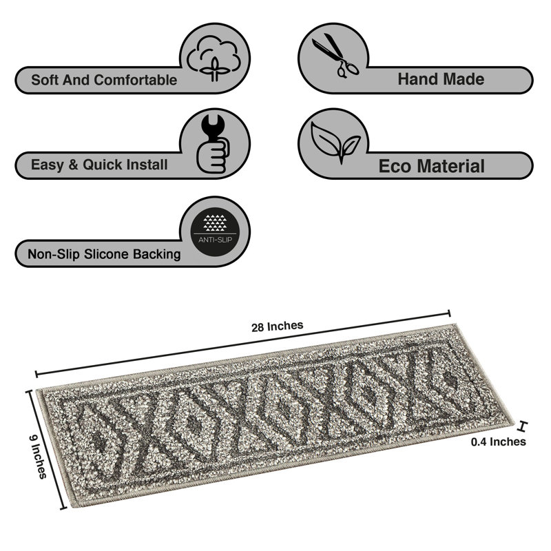 Tapis d'escalier géométrique gris foncé