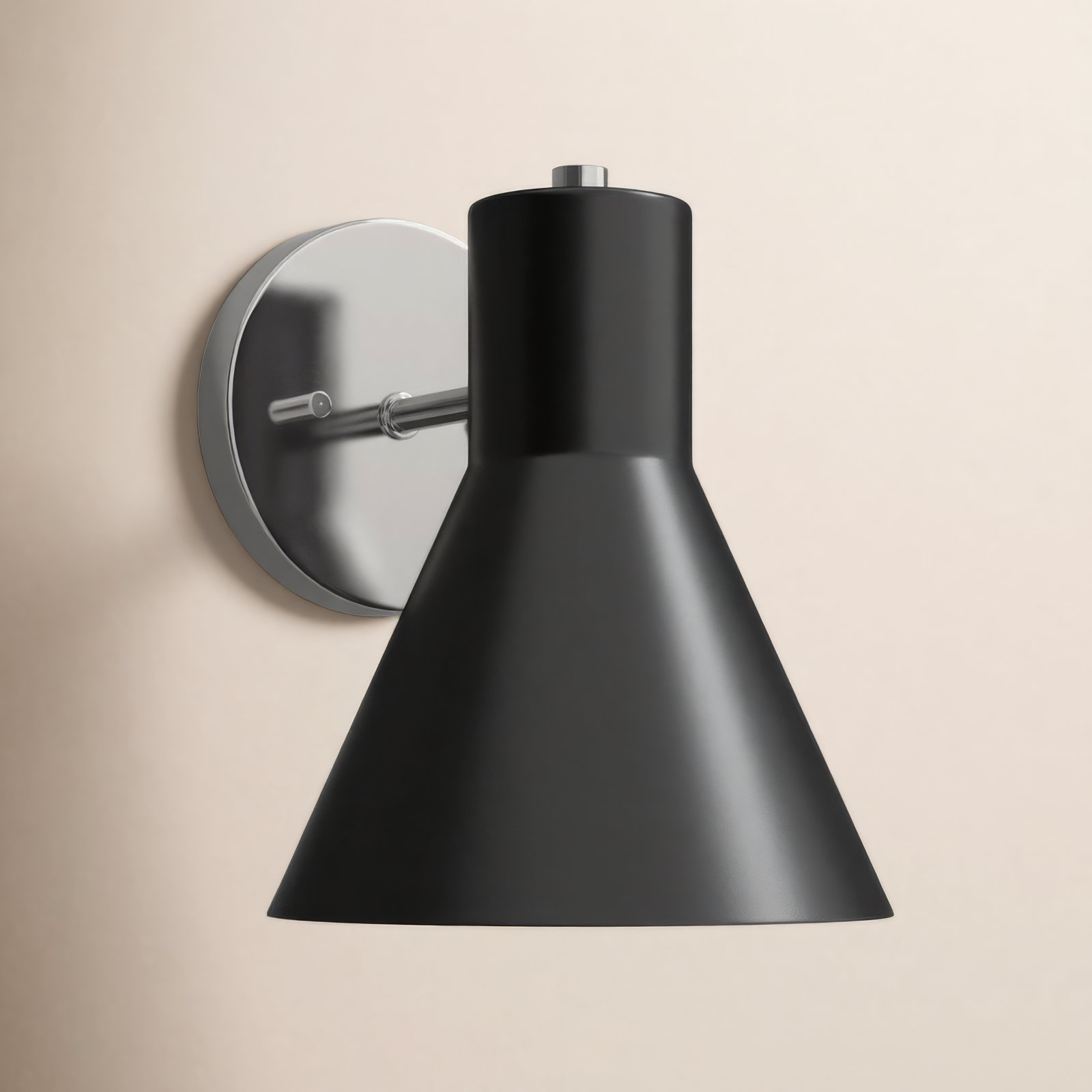Byers 1 - Light Dimmable Armed Sconce, No, Brushed Nickel/Steel Black