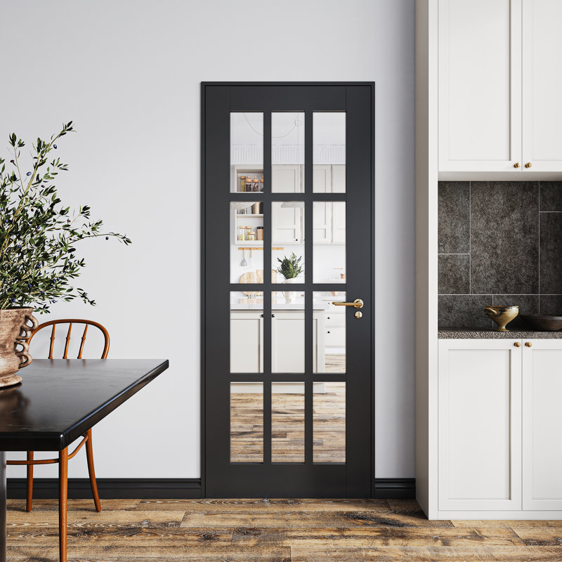 Porte intérieure en panneau de fibres à densité moyenne 32 po x 80 po avec panneau français en fibre de verre 12 portes