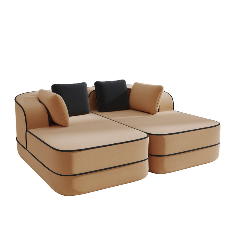 Canapé modulaire 77,2 po Teddy, Caramel / brun clair