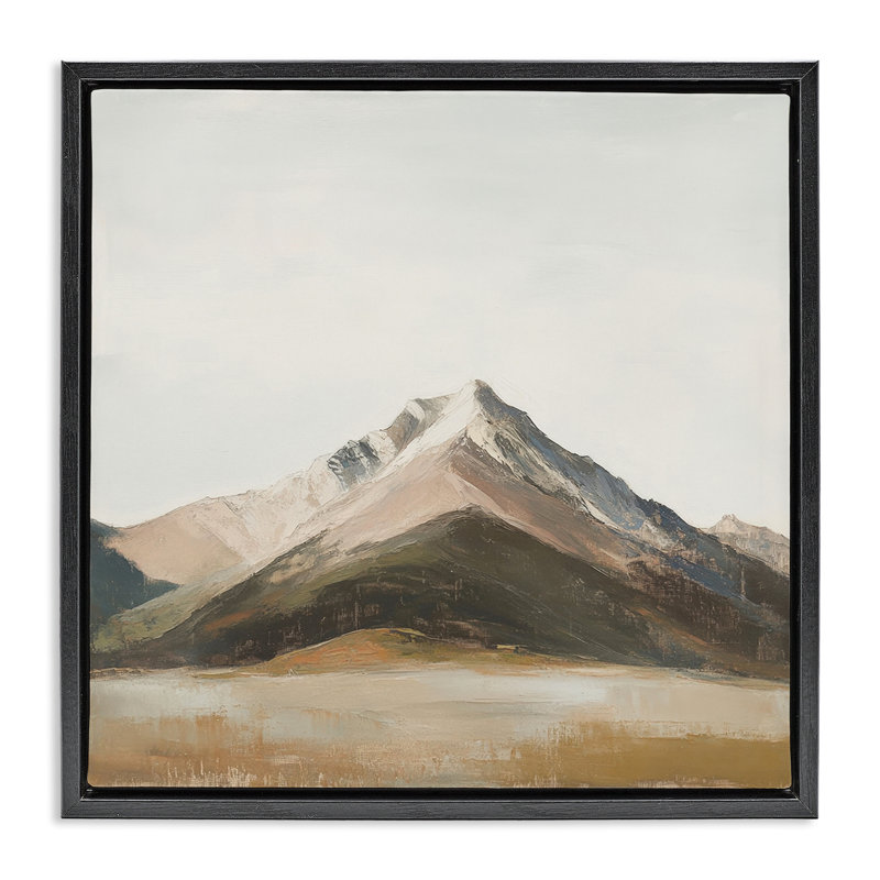 Cadre flottant solennel paysage de montagne, design par Petal Prints Design, Cadre flottant noir de jais, H 18 po x l 18 po