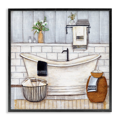 Bathroom Farmhouse Style Tub Neutral Gray Drawing - Painting