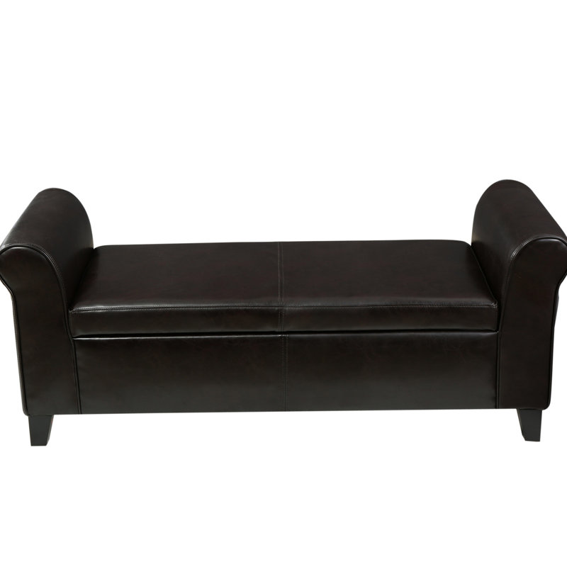 Pu Leather Upholstered Brown Bench - Wood Base, 49.67"w X 20.35"h 19.72"d, Comfortable Experience Color, Structure, Elegant Addition
