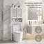 Étagère de rangement encastrée au-dessus de la toilette pour l'organisation de la salle de bain et de la salle de lavage