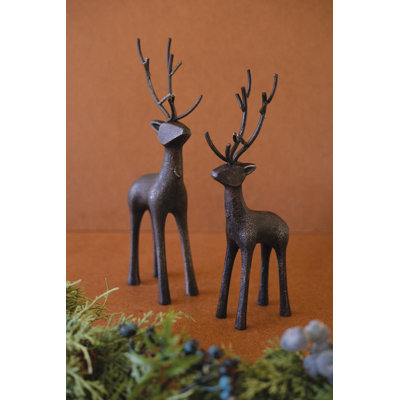 SET OF TWO CAST IRON REINDEER
