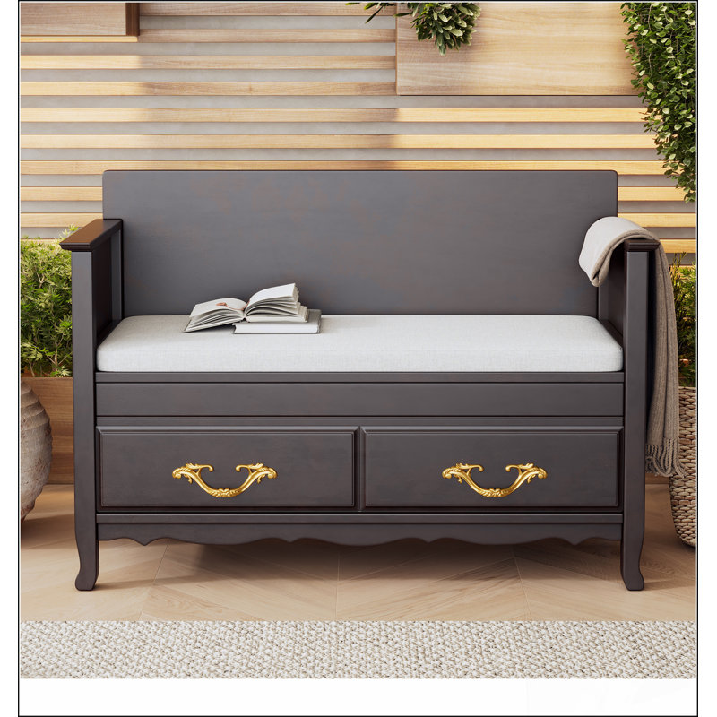 Shoe Bench with Removable Cushion, Entryway Bench with Hidden Storage for Entrance and Living Room, Shoe Storage Bench with Back