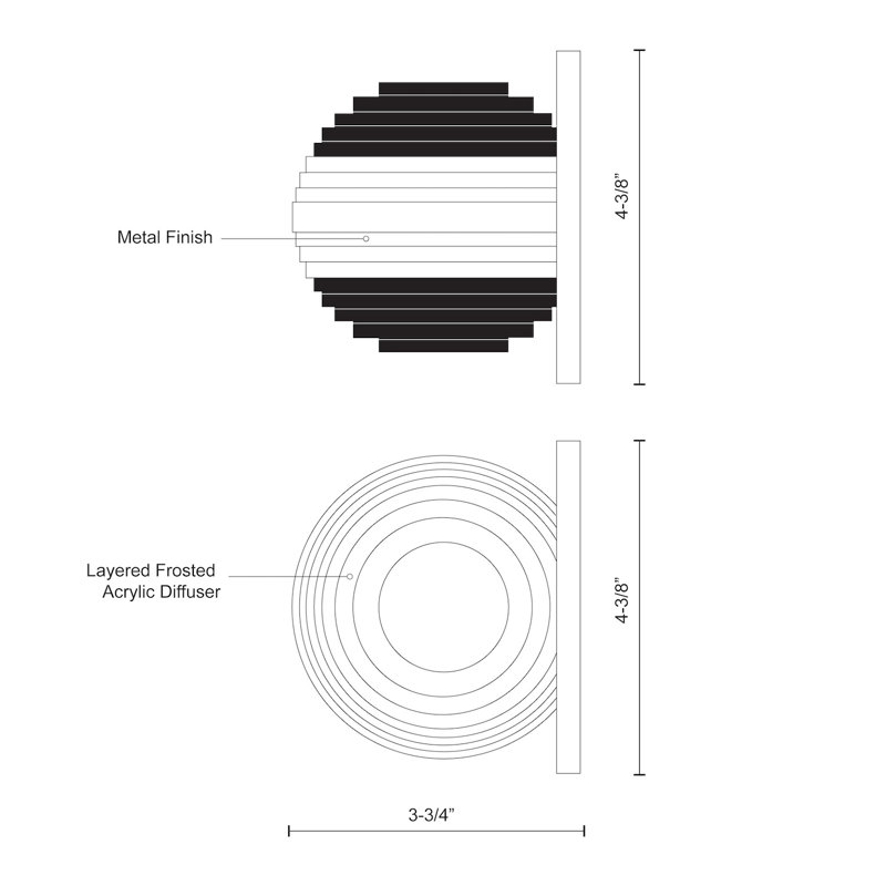 Supernova 1 - Light LED Flush Mounted Sconce, Brushed Nickel, Brushed Nickel