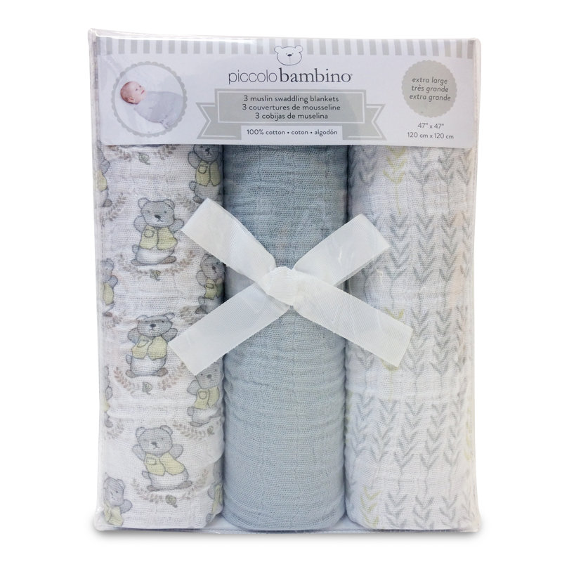 Couverture pour bébé 100 % coton Diller, Gris
