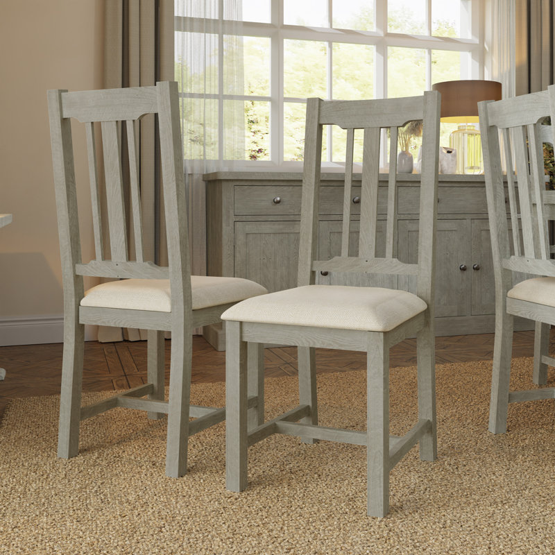 Alivia Pair of Fabric Seat Dining Chairs  - Distressed Reclaimed Limewashed Pine
