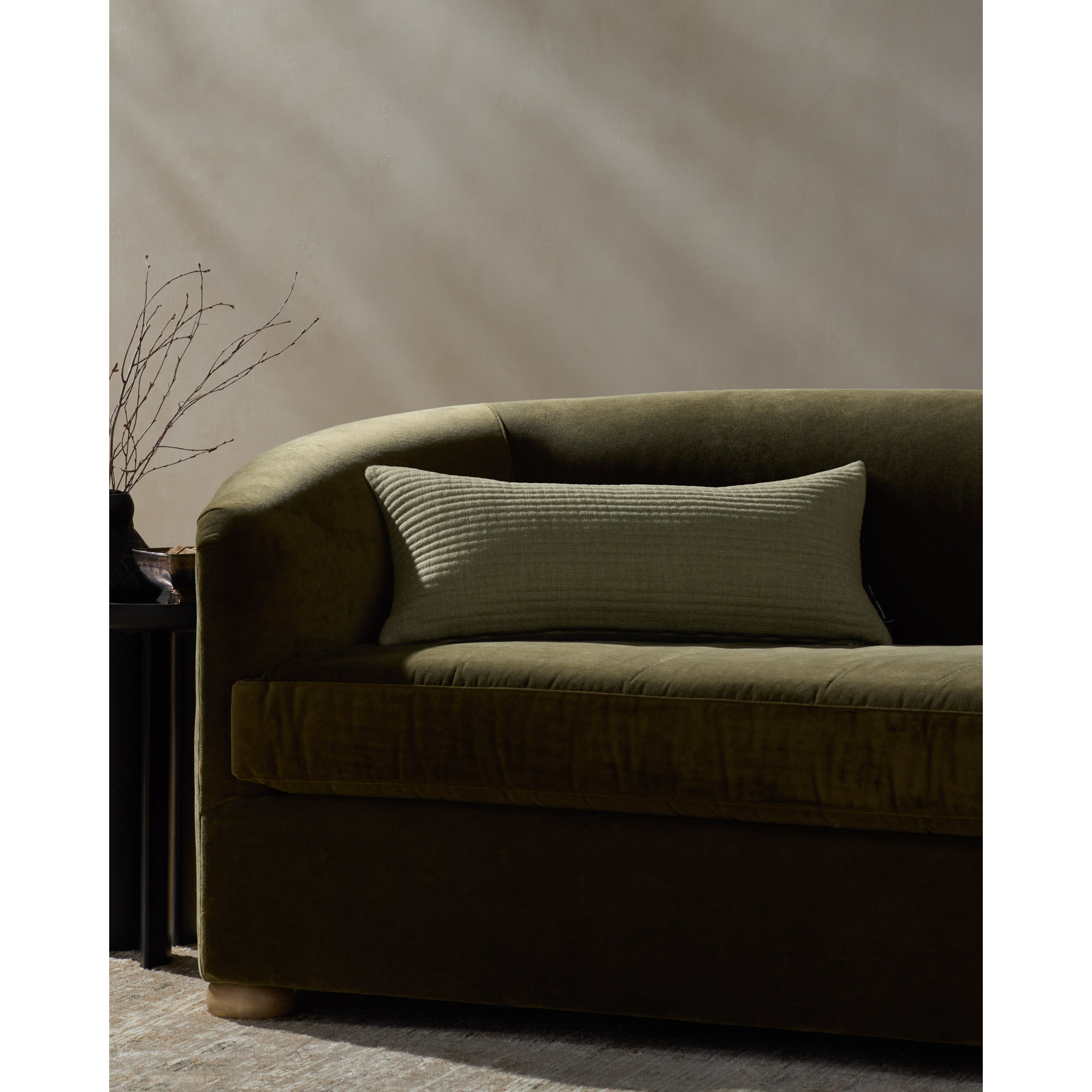 Jeremiah Brent x Loloi Christopher Accent Pillow, Green, Down / Feather, Rectangular 27"H x 12"W