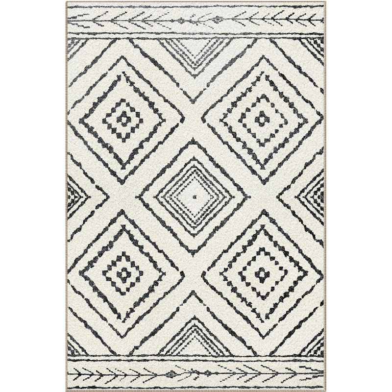 Machine Washable Non Slip Western Area Rugs for Living Room Bedroom Dining Room, Rectangle 9' x 12', Navy/White/Black