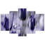 Purple Tulip Flowers - 5 Piece No Frame Set on Canvas