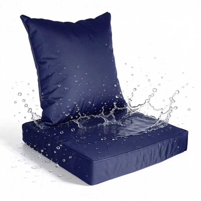 Water-Resistant Outdoor Seat Cushion Set with Back Cushion Removable Cover for Patio Sofa Couch, Fade Resistant, 1, Dark Blue