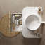 Meuble-lavabo flottant avec lavabo rond en céramique, plateau en pierre frittée, armoire en contreplaqué à rayures 3D vert clair, tiroir de rangement pré-assemblé et glissières à fermeture en douceur.-697248820-697248821