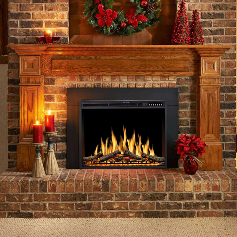 Buerkle Symple Stuff Black Fireplace Insert, 26.02" H x 37" W x 6.5" D