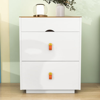 3 Drawers Nightstand with LED Light, Glass Top Jewelry Organizer and Handles by Ivy Bronx